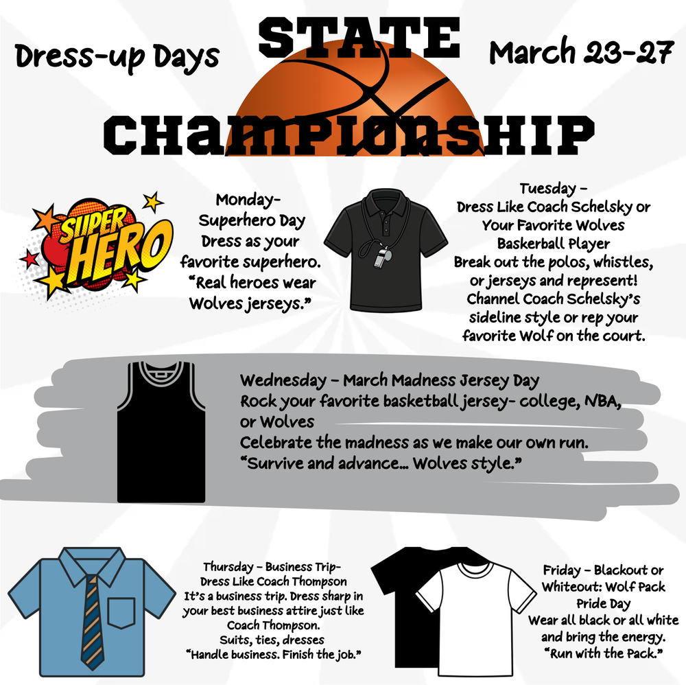 Graphic with information for the dress up days