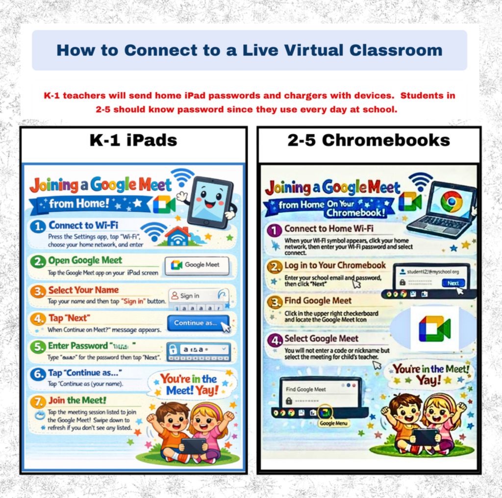 Graphic with information on joining a Google meet