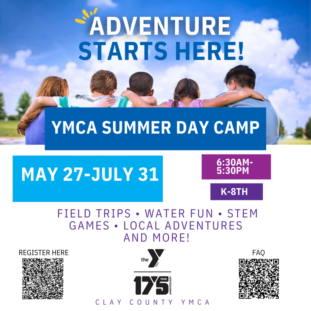 graphic with a photo of children and information for the summer day camp