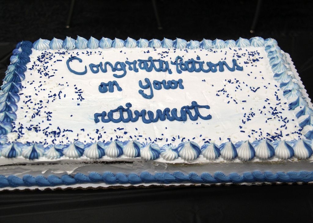 Congratulations on your retirement cake.