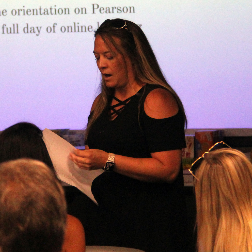 Photo of the Connect Academy Director presenting information about the upcoming school year.