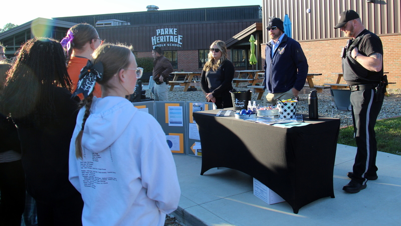 students listening to Rockville Corretional Facility personnel