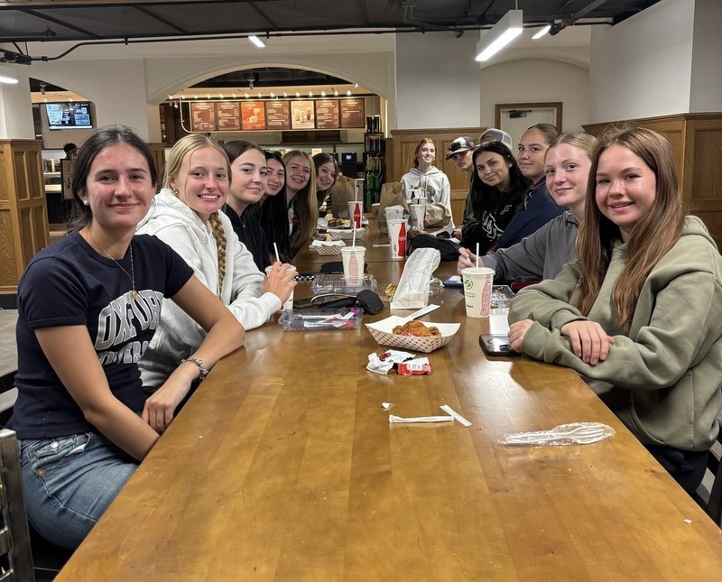 students eating lunch in one of Purdue's food courts