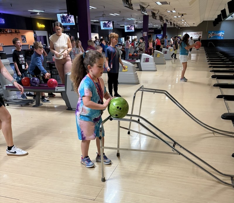 students at the bowling alley