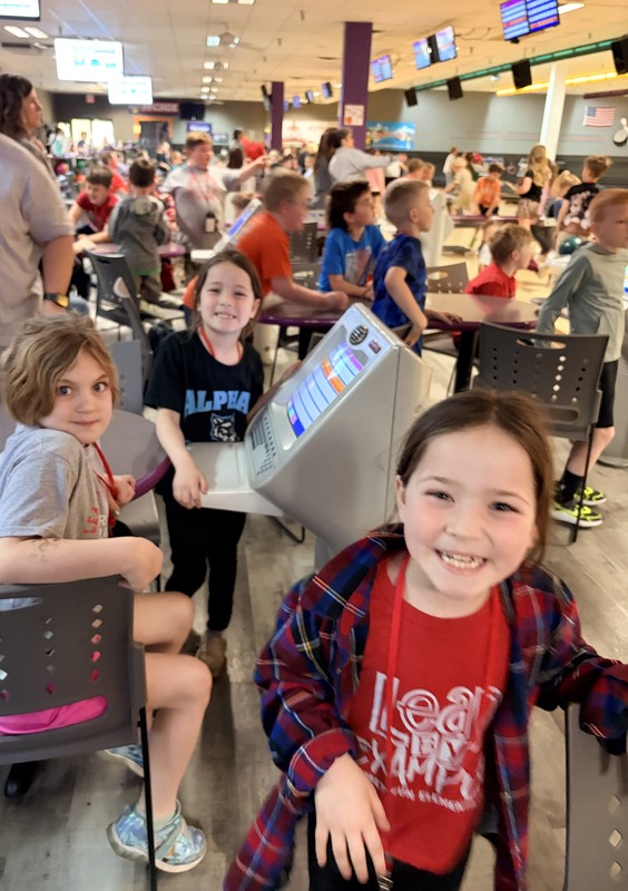students at the bowling alley