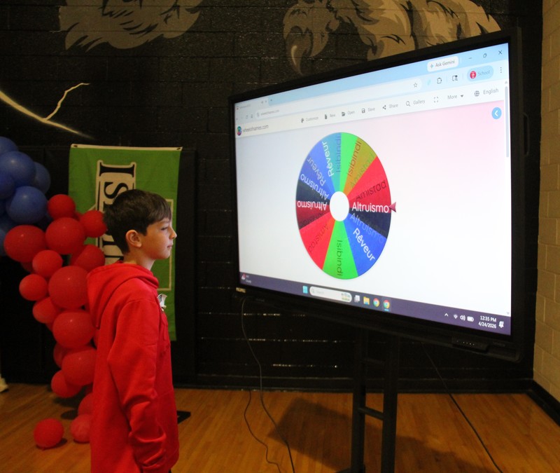 student spinning the wheel