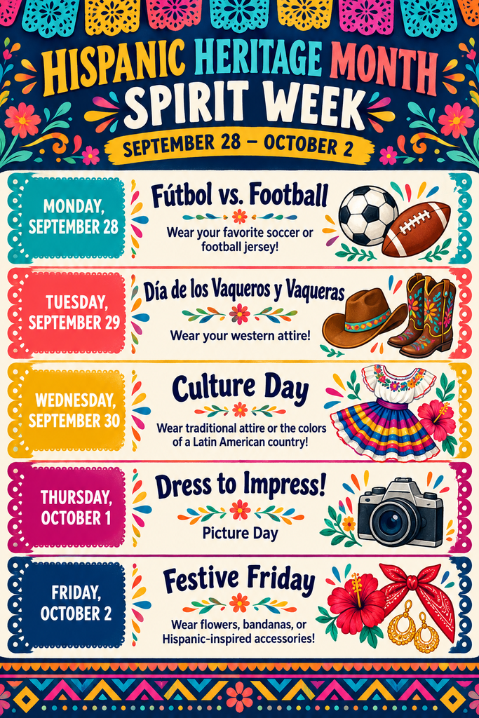 Hispanic Heritage Spirit Week Schedule