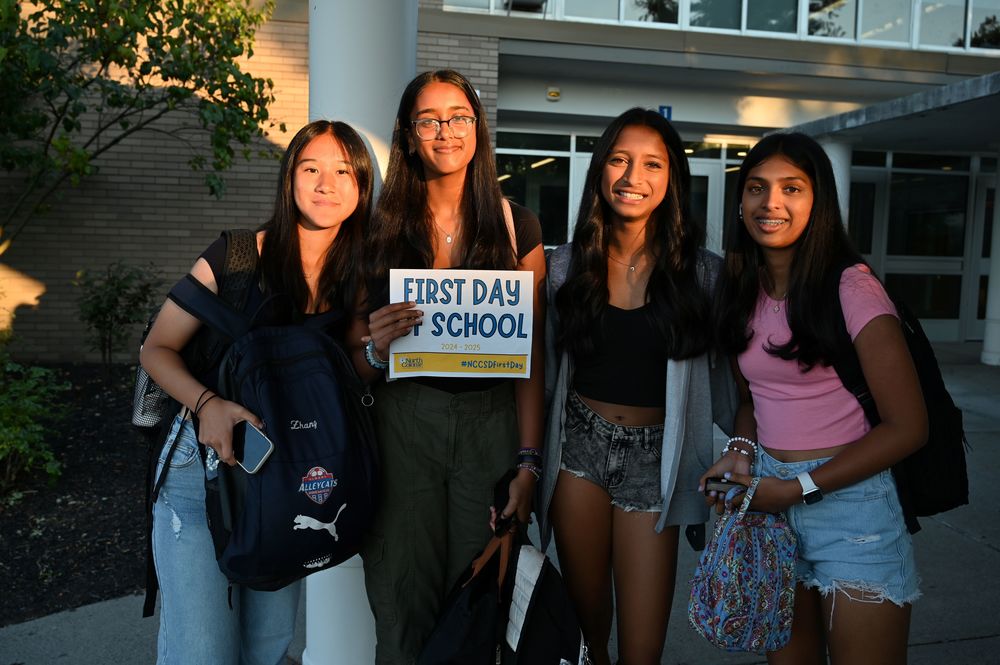 four shaker high school students on the first day of school
