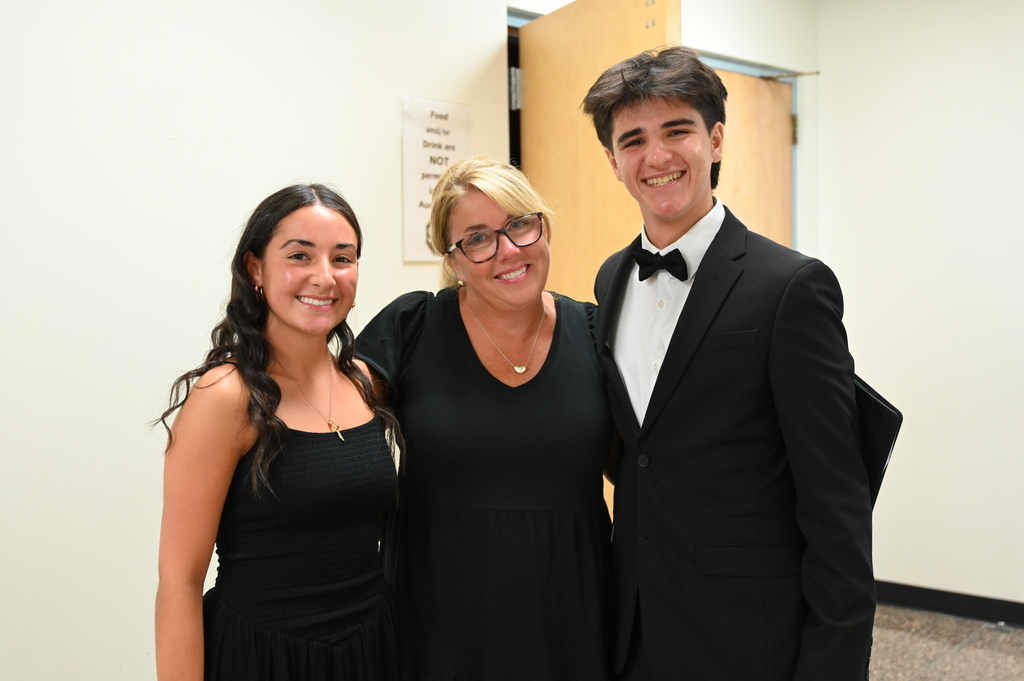 SHS seniors Grace and Jackson Majewski and SHS music teacher Amy Kimbler
