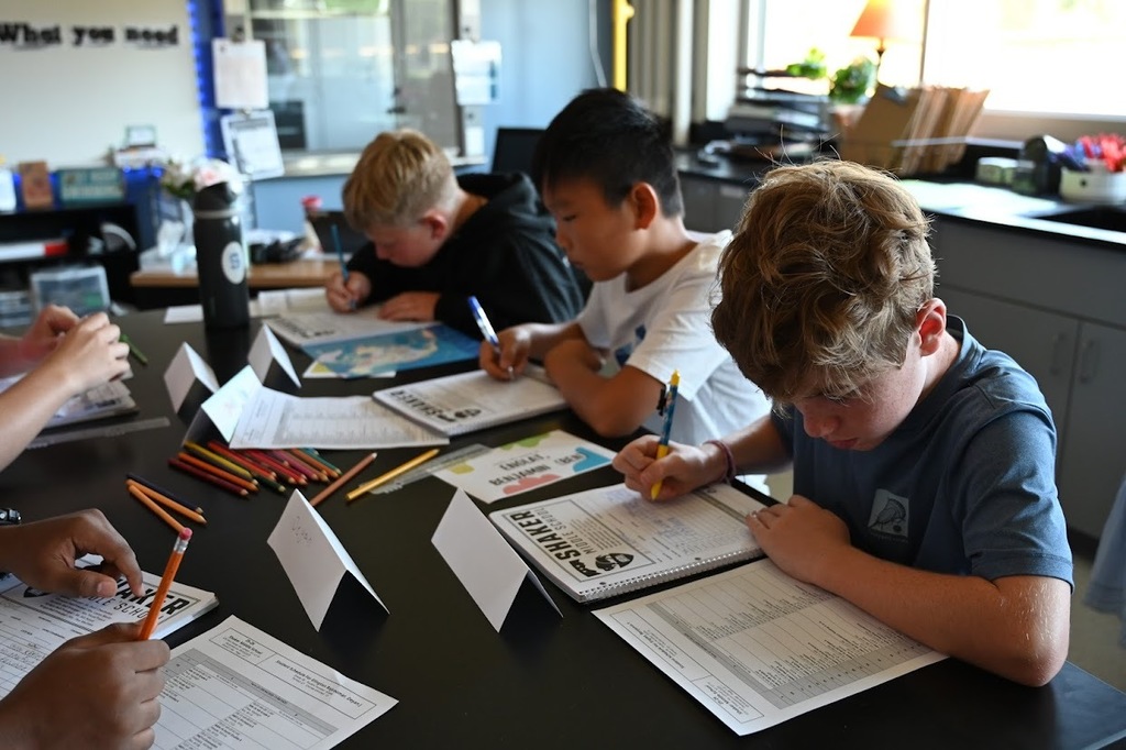 Shaker Middle School Students in class on the first day.