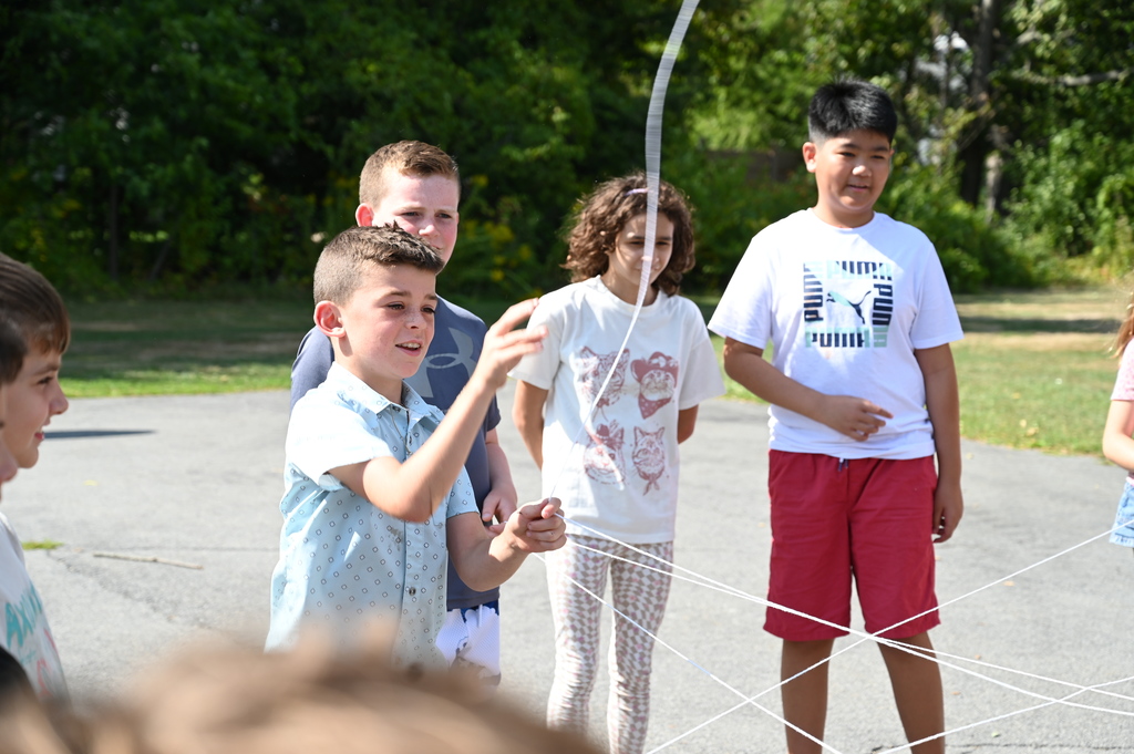 students working with string