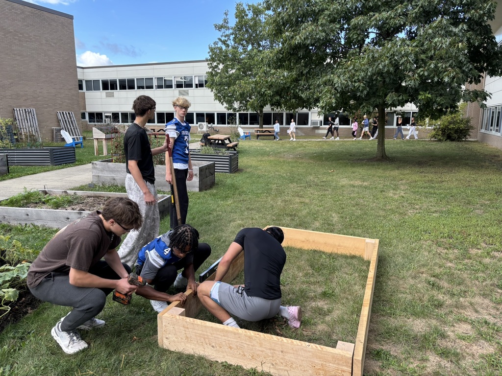 Students gardening