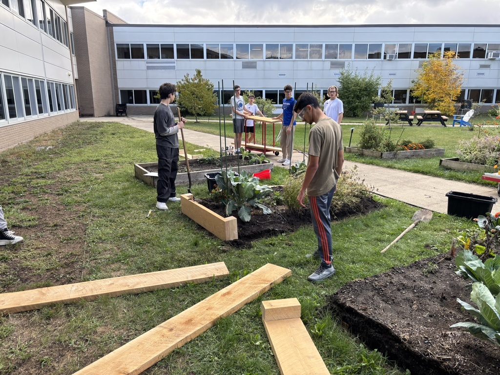 Students gardening