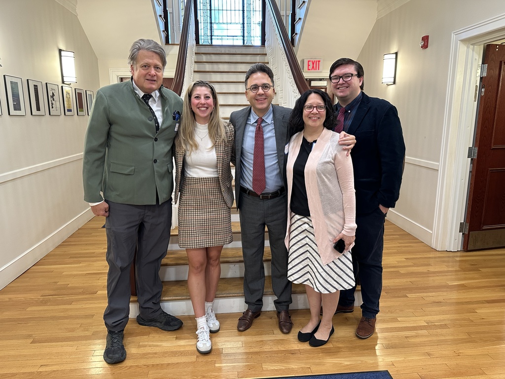 Members of the Union College Classics Department pose with a former student and current Shaker Latin teacher Edythe Malara.