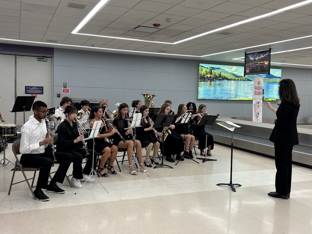 students playing instruments at honor flight ceremony 