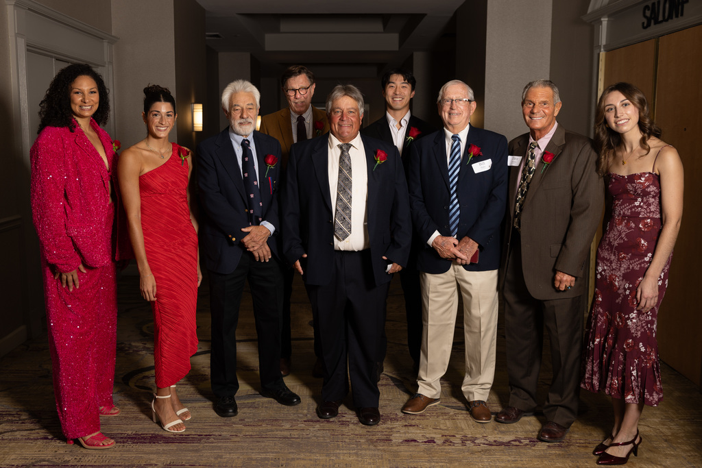 An image of nine of the 10 people inducted into the Capital Region Track, Field and Cross Country Hall of Fame.