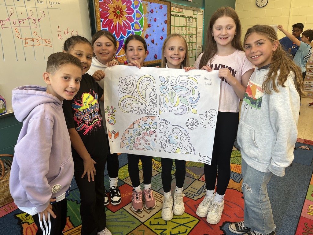 Students learning about Diwali