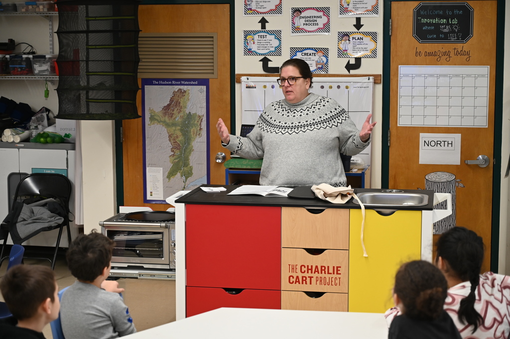 Innovation Lab Teacher, Mrs. Parks teaches about the Charlie Cart
