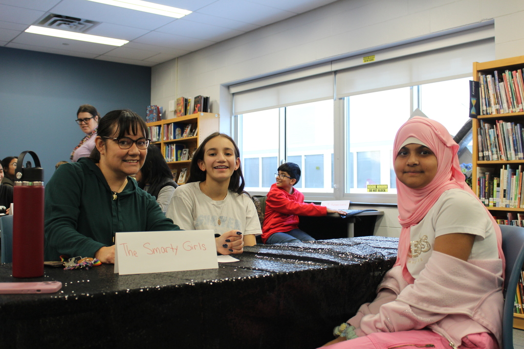 library trivia  the smarty girls three happy students