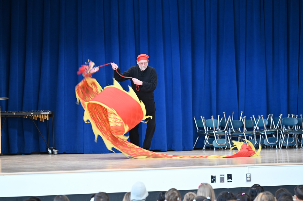 Man doing dragon dance