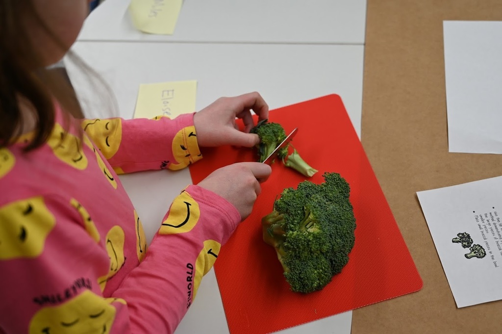 Forts Ferry student prepares broccoli