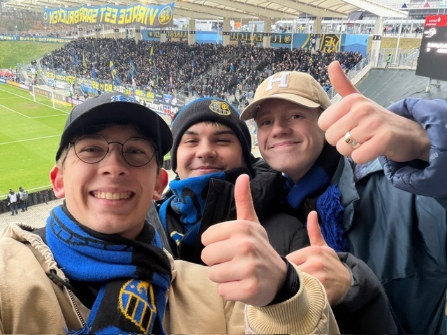 students at a fussball game