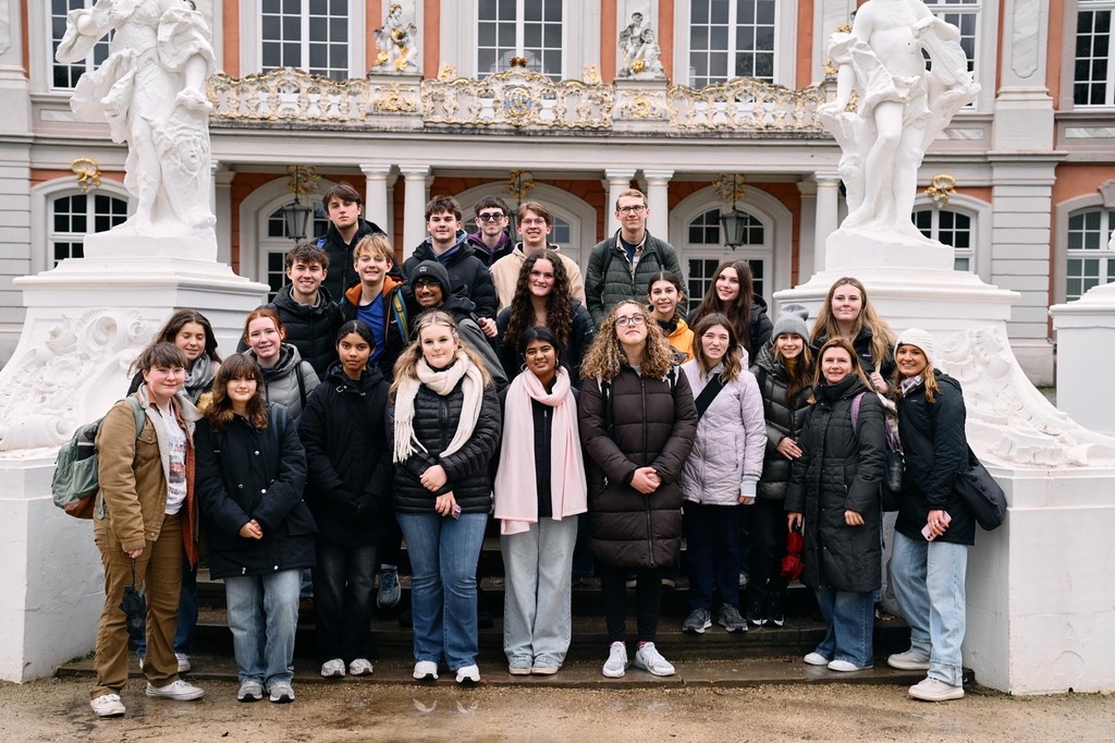 students standing on the steps for german exchange program