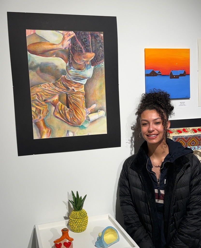 students at the art show reception 