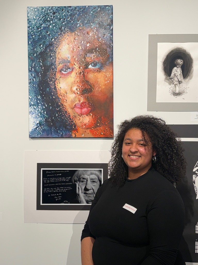 students at the art show reception 