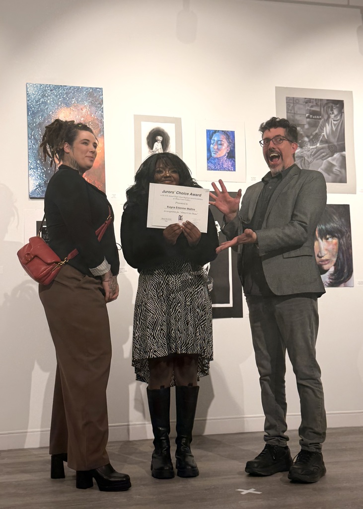 students at the art show reception 