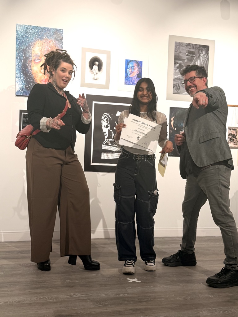 students at the art show reception 