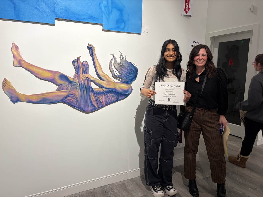 students at the art show reception 