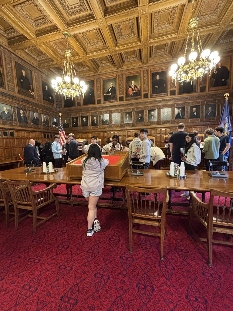 Students look around the historic Albany Criminal Court