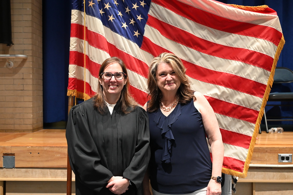 North Colonie Director of Instructional Technology & Innovation Renata Relyea with United States District Court for the Northern District of New York Judge Anne M. Nardacci