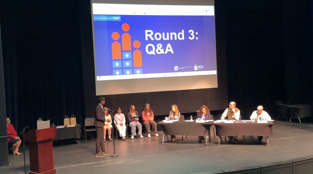 Vibhav Doppalapudi at the National Civis Bee answering questions