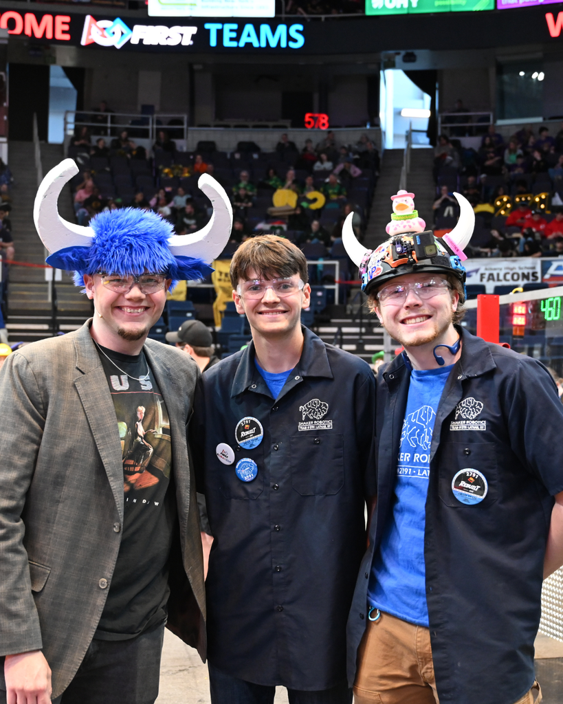 Robotics competitors with emcee