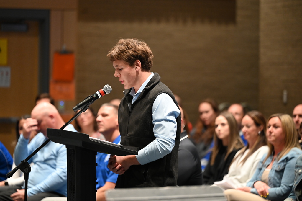 Senior recipients and student speaker, Gavin Bailie