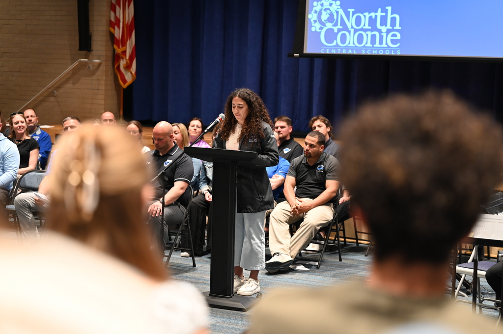 Senior recipients and student speaker, Joelle Hannoush