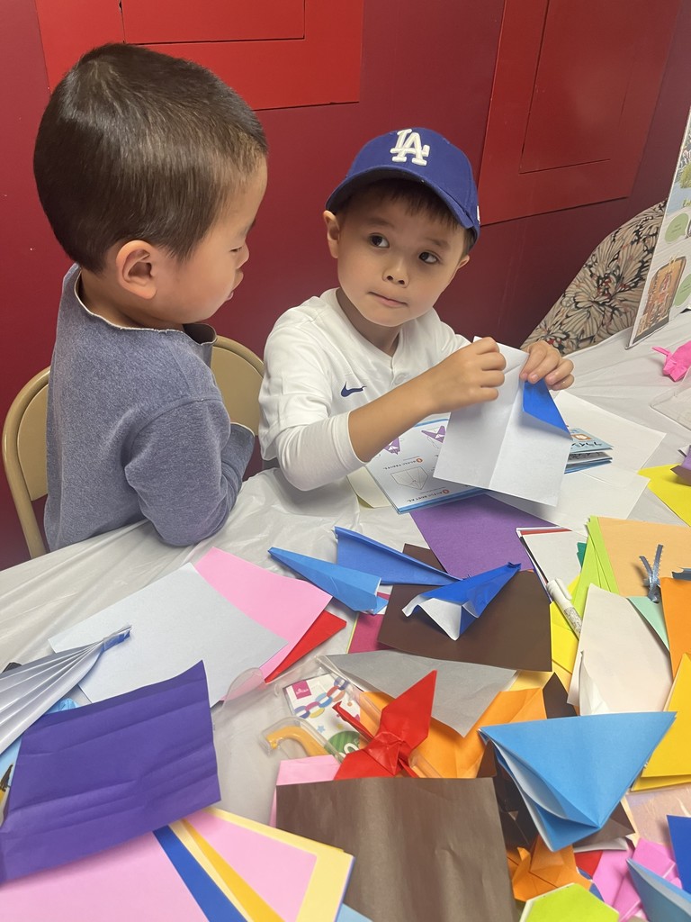 children making paper crane
