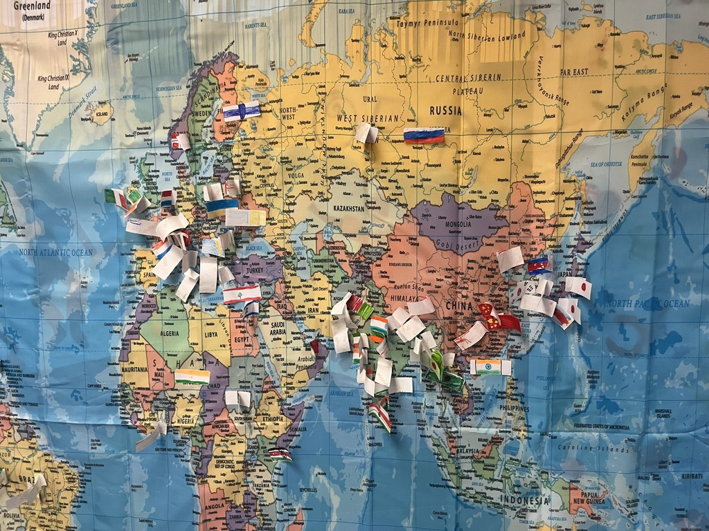 map where students mark their homes