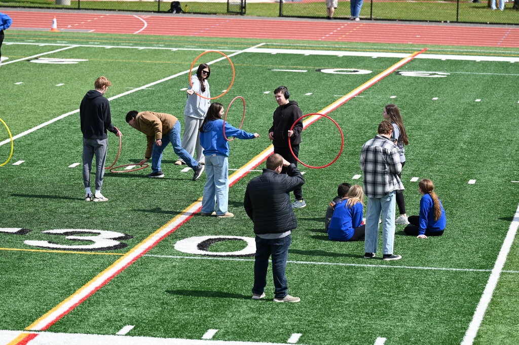 students playing in unified field day