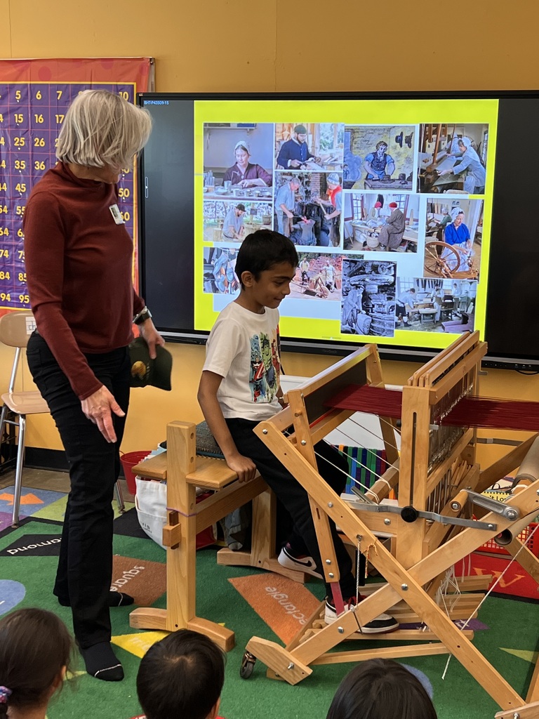 demonstration of weaving, spinning, quilting, and butter making for the Kindergartners and 3rd graders of Boght Hills.