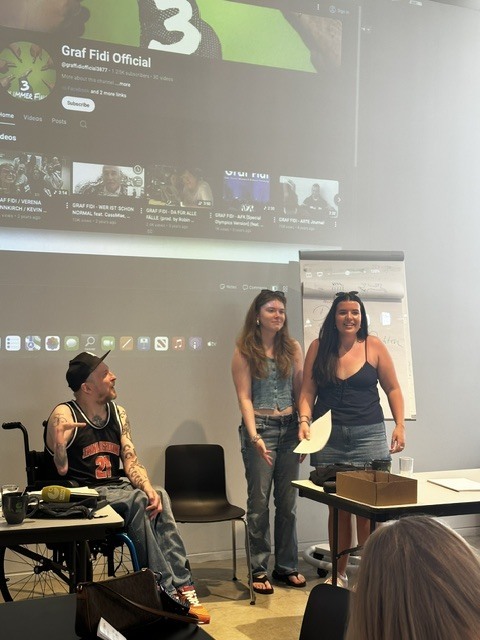 students from SHS german class creating a music track