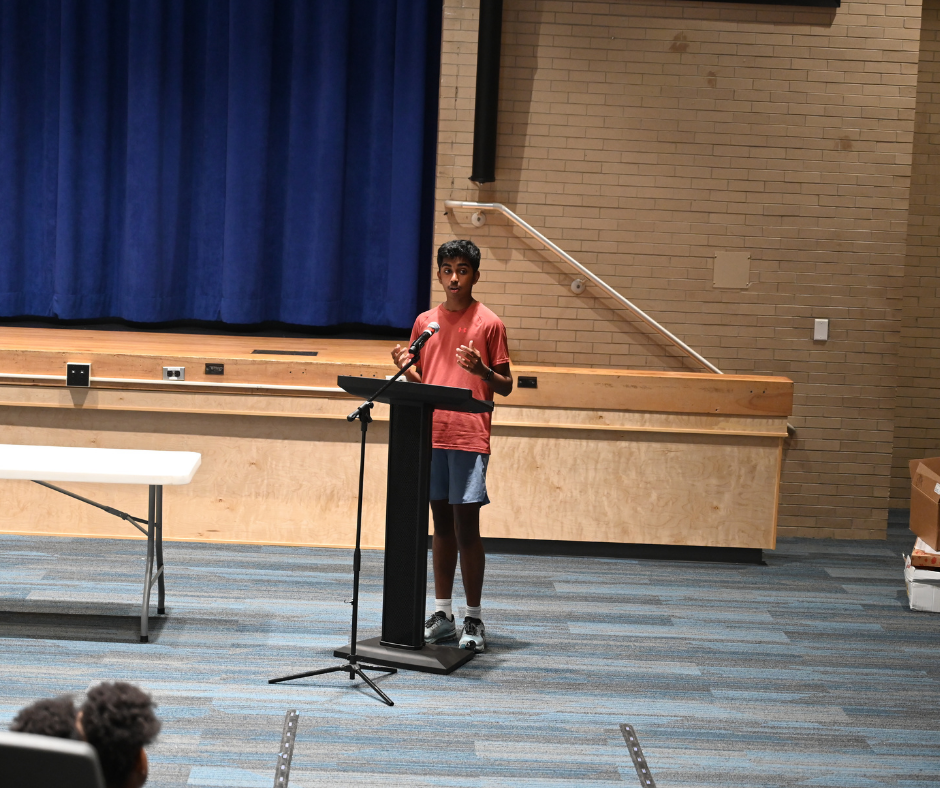 Student gives speech