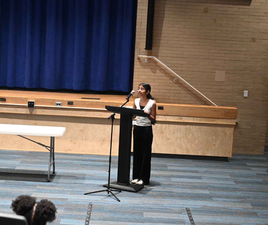 Student gives speech