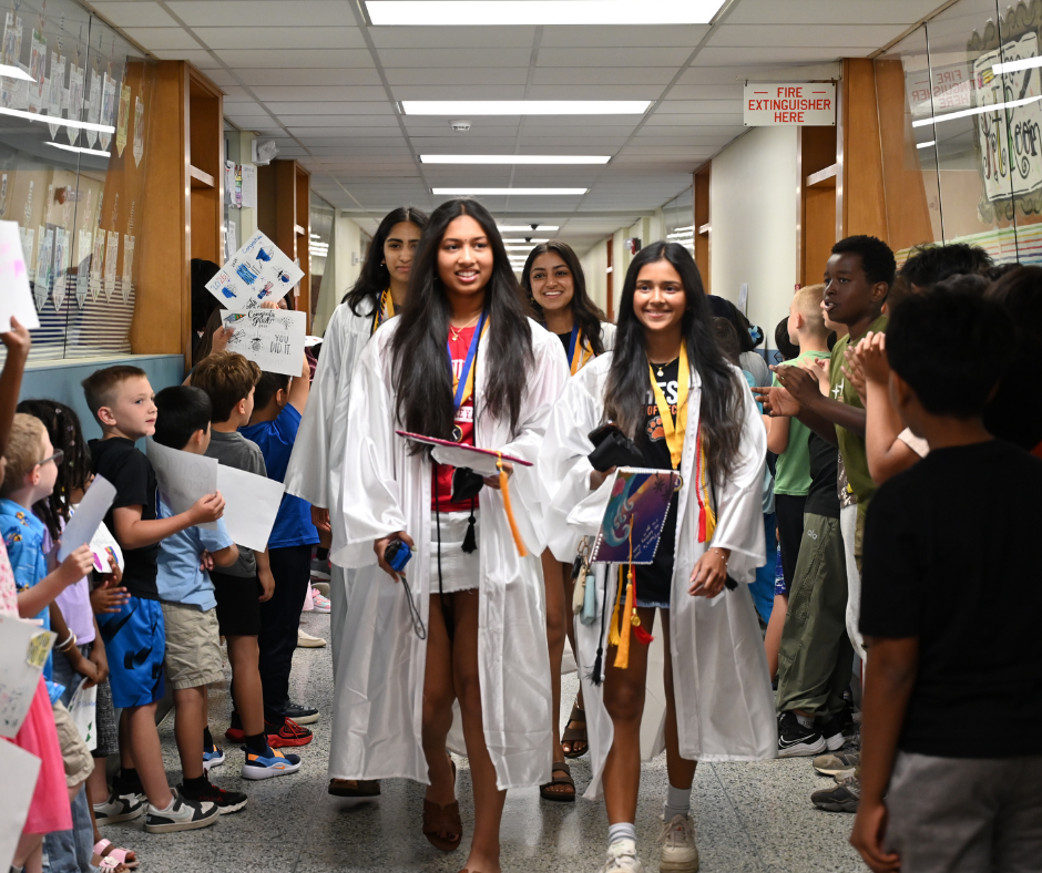 Seniors walk through the halls of Boght Hills
