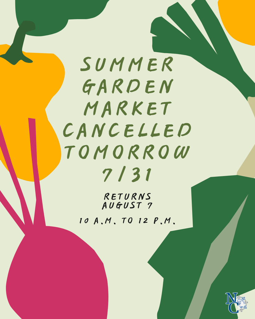 A graphic announcing the cancellation of the weekly Summer Garden Market on Friday, July 31.