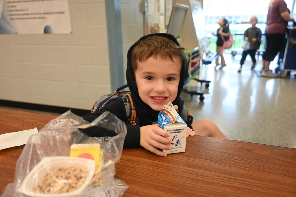 Latham Ridge student enjoys milk and cereal