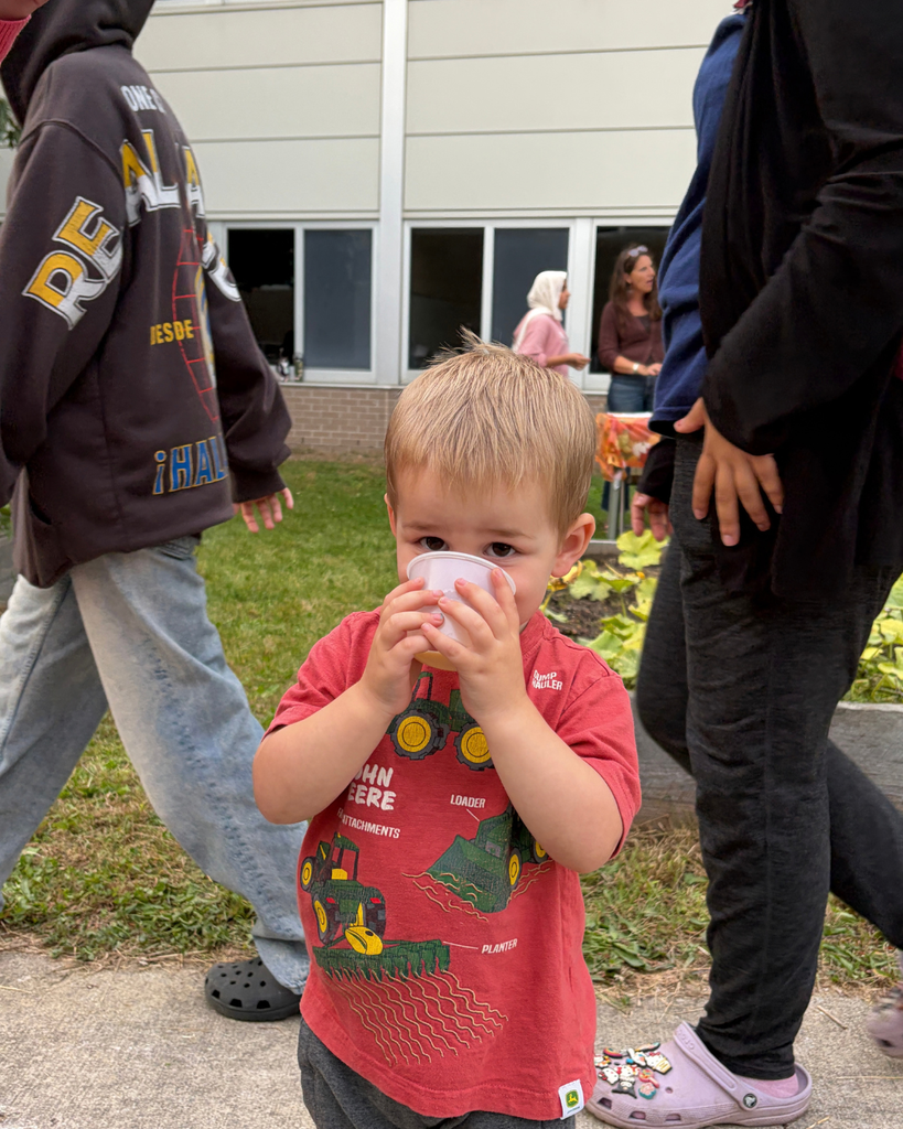 Student drinking milk