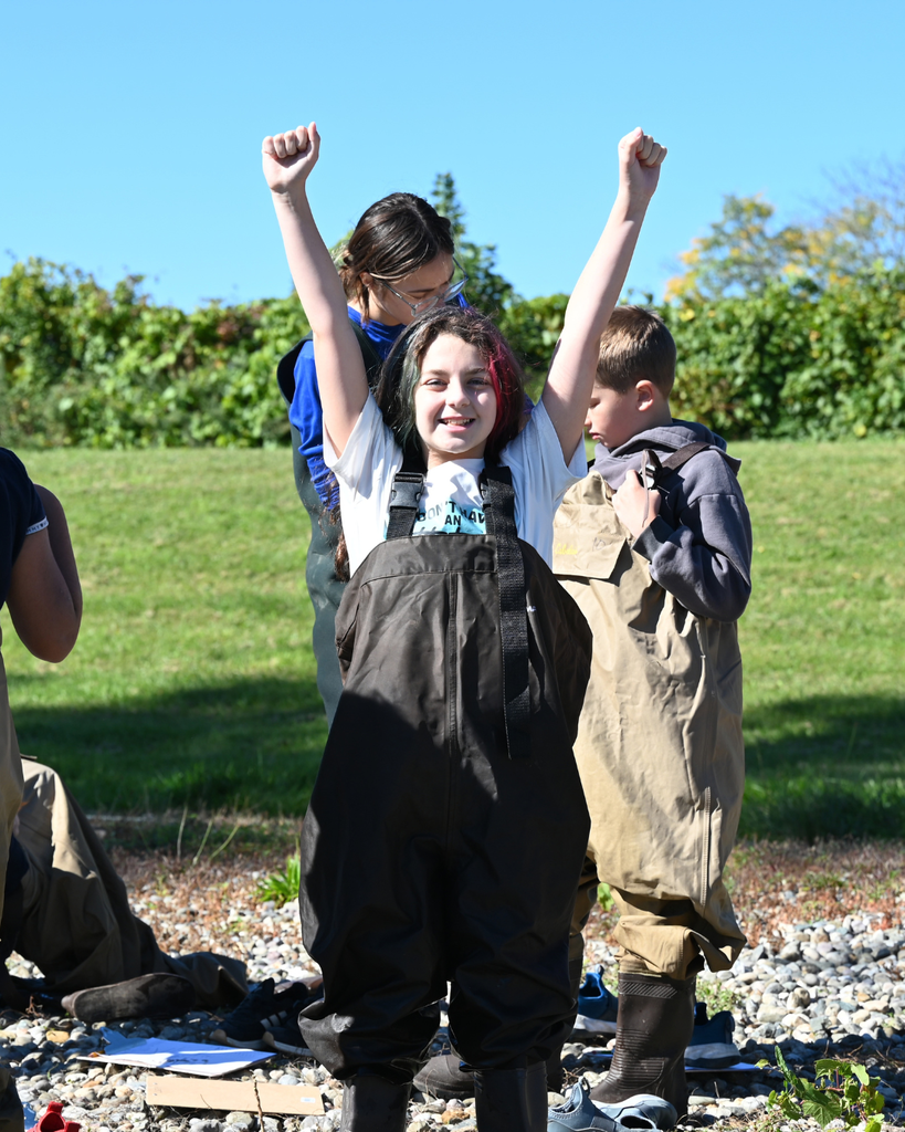 Student excited to wade in water
